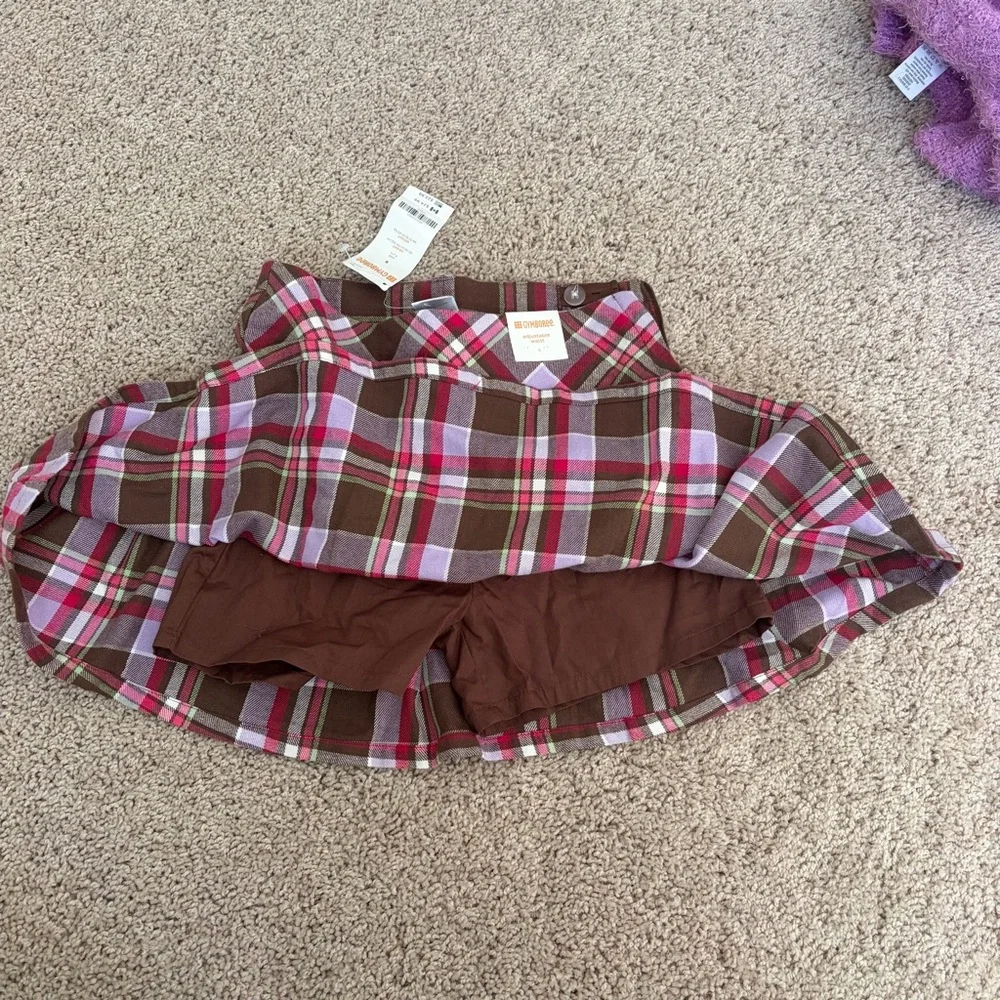 Gymboree NWT Pink, Lavender and Brown Plaid Mini Skirt/Skort size 6